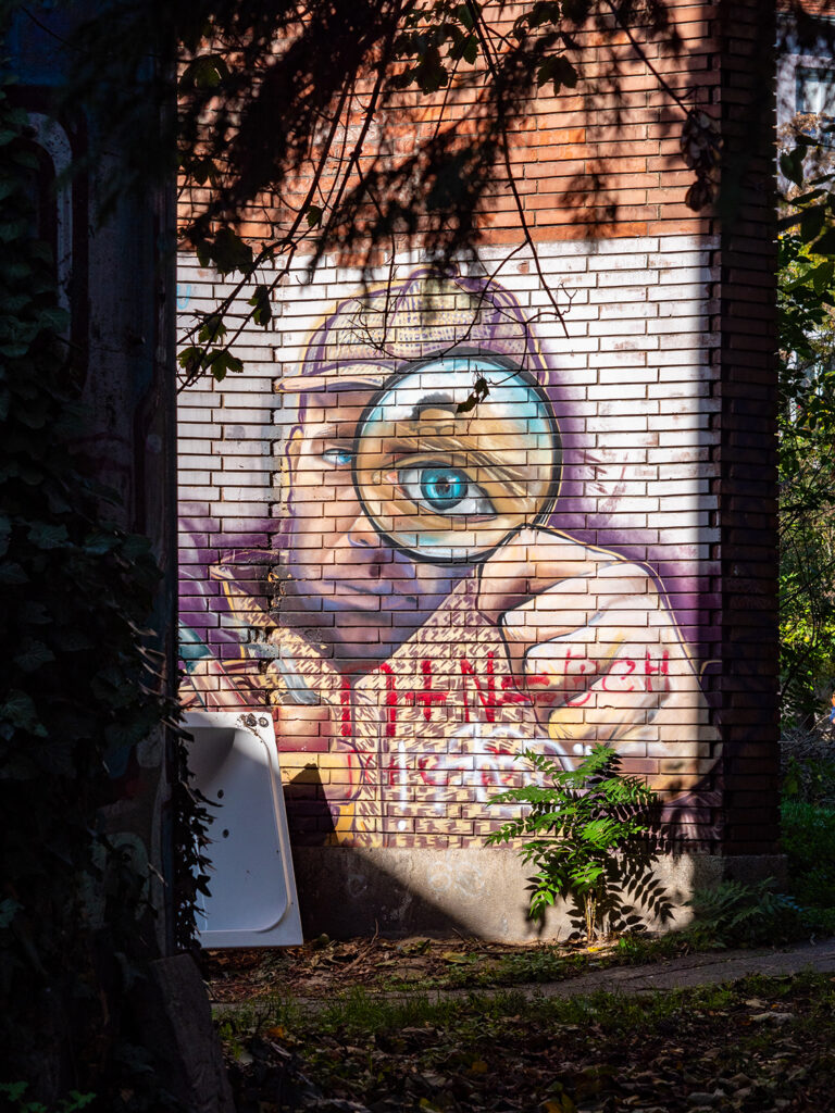 Streetart: Mann mit Lupe